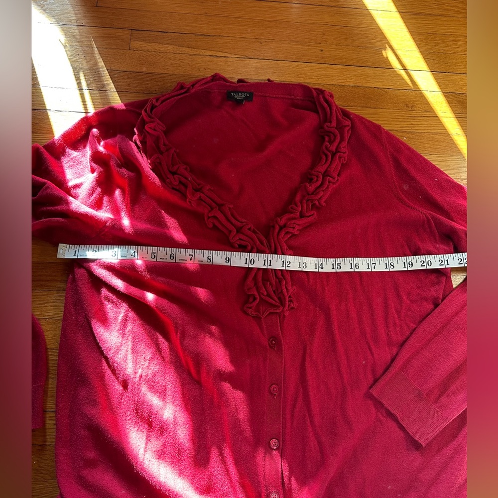Crimson Ruffle Talbots Cardigan, 1X - Picture 2 of 8